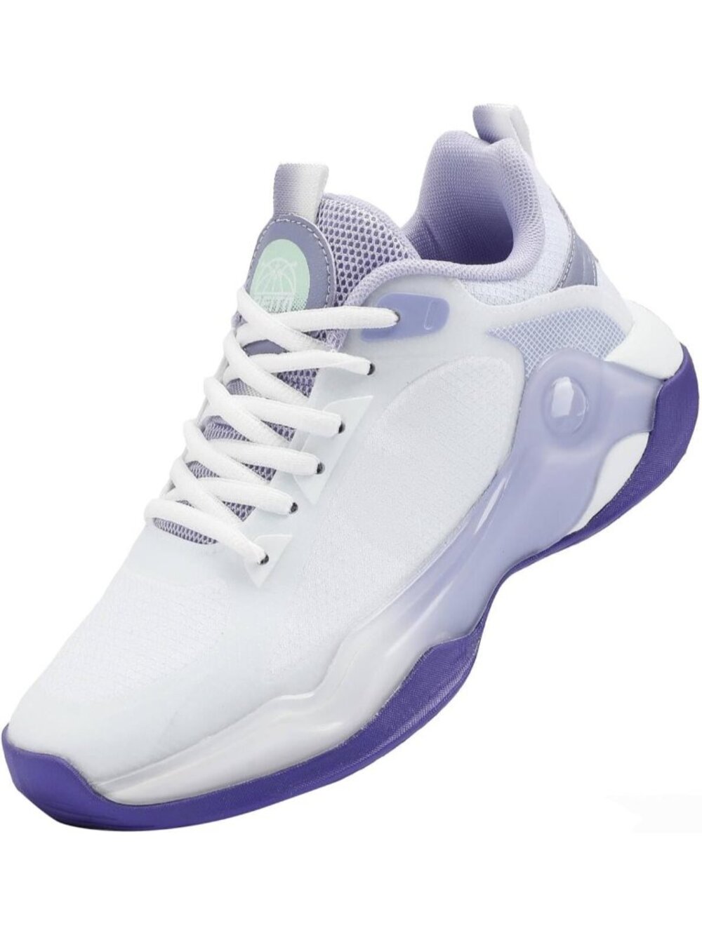 Women's White Purple Mesh Basketball High Upper Volleyball Breathable Sneaker